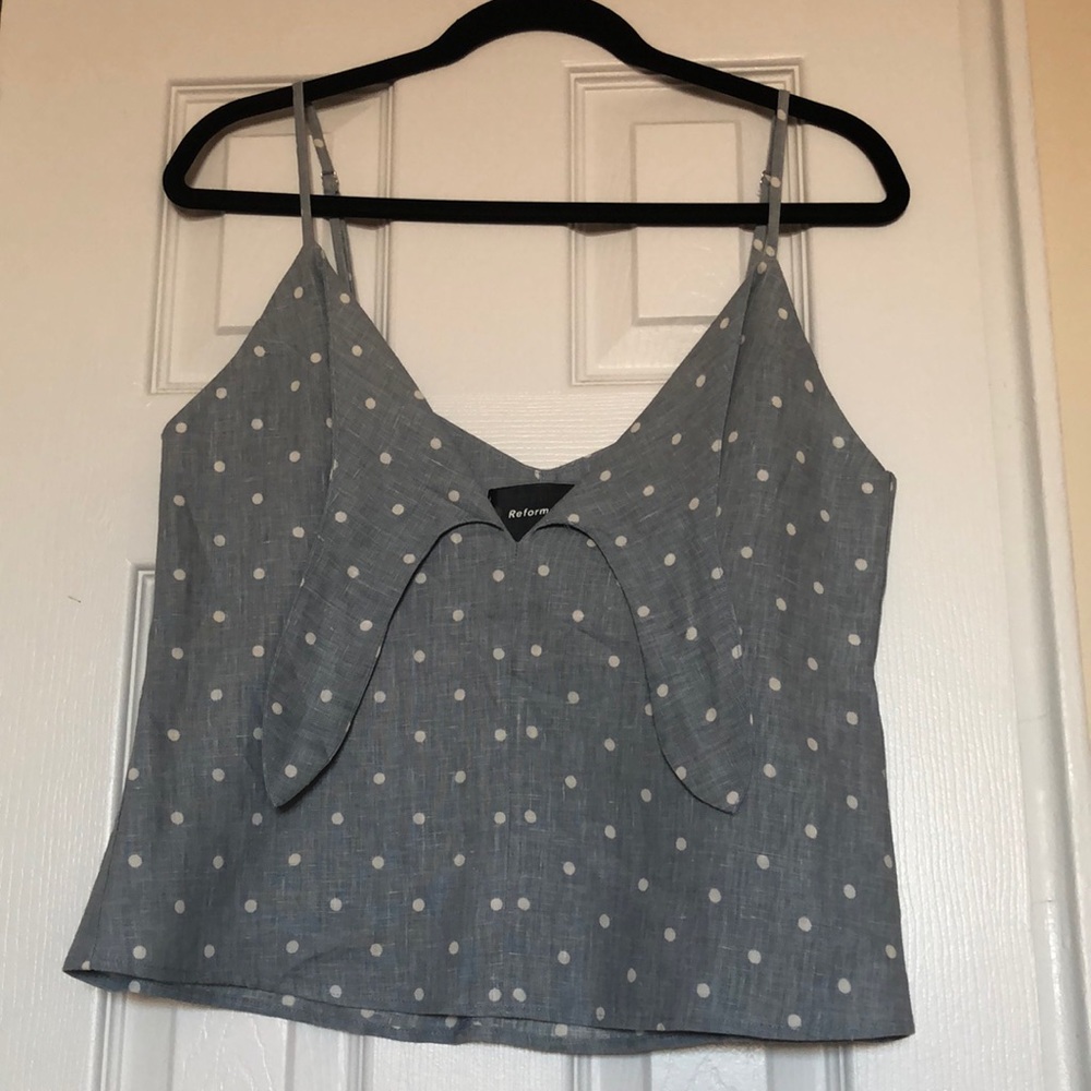 Reformation Linen Tie-Front Top